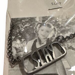 JAECI Black “SLAY” Cutout Statement Necklace